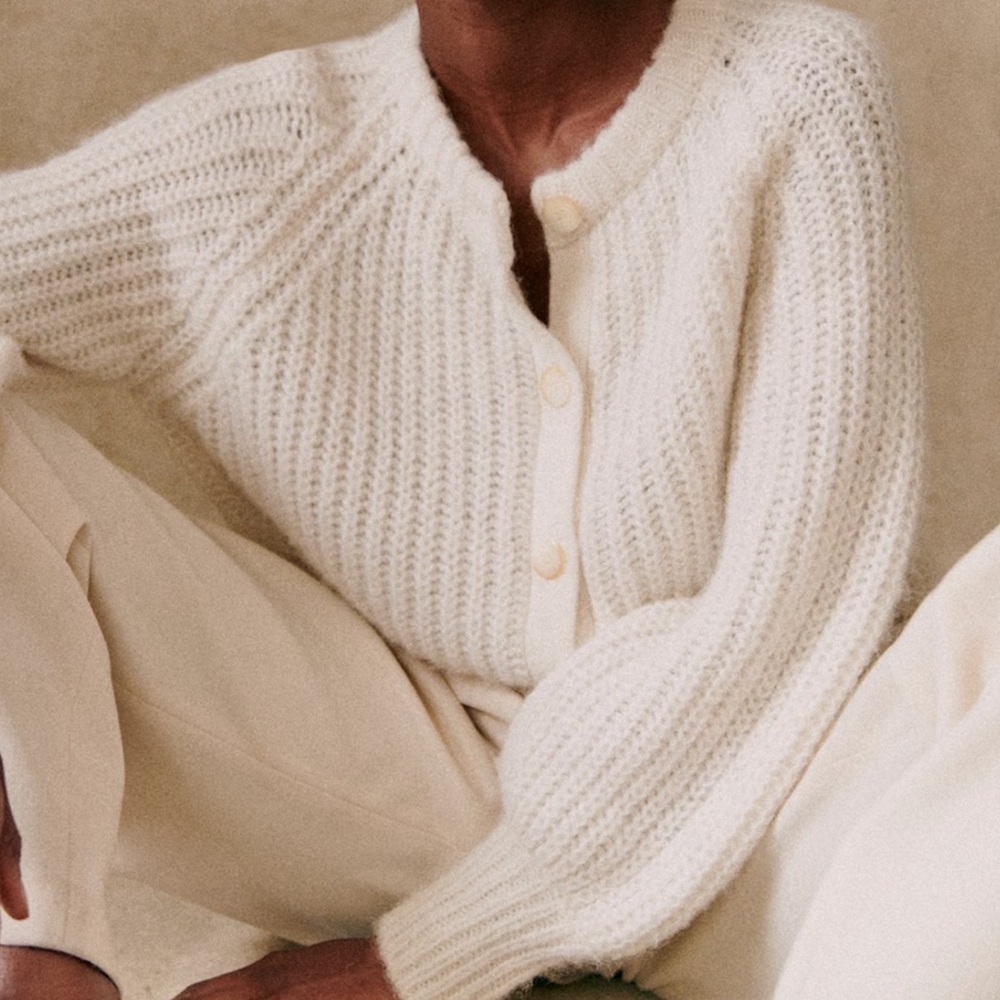 Sézane Cream Knit Cardigan